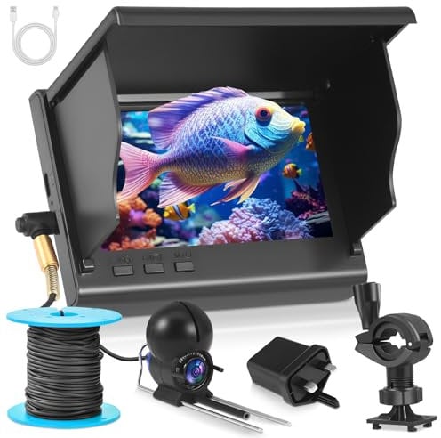 Fish Finder Camera, Wide-angle Infrared LED Night Vision Camera, Fish Finder Underwater Fishing Camera with 4.5inch HD IPS Display, IP65 Waterproof, for Ice River and Boat Kayak Fishing (30M)