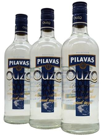 Pilavas Ouzo Selection 3x0,7L | 40% Traditioneller griechischer Anisschnaps, doppelt destilliert, 3x700 ml – Perfekt als Aperitif oder zu mediterranen Speisen
