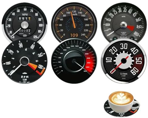 Lot de 6 sous-verres originaux en bois en forme de panneau de vitesse pour boissons telles que café, thé, bière, vin pour la maison et le restaurant