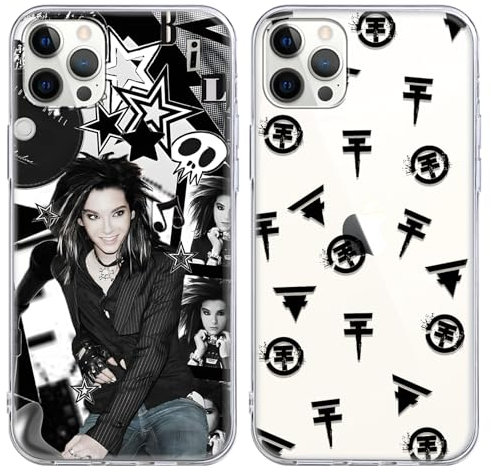 2 Stück Tansparent Silikon Handyhülle für iPhone 13 iPhone 14 Hülle 6.1, Cool Tokio Hotel Pop-Rock-Band Aesthetic Muster mit TPU Stoßfeste Kratzfeste Schutzhülle Bumper Cover Case für Fans,Junge