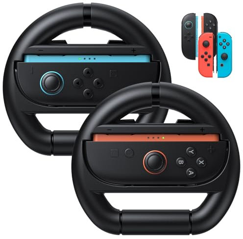 FASTSNAIL volante per Switch 2/Switch 1/OLED, Antiscivolo Adattatore compatibile con Nintendo Switch 2 per Joycon 2, Controller accessorio per Mario Kart World(Nero+Nero)