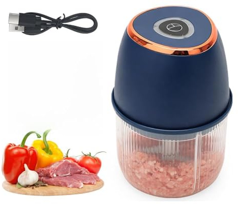 Tragbarer Mini-Zerkleinerer,Mixer Küche, Gemüsezerkleinerer Zwiebelschneider mit USB-Anschluss, Universal-Küchenmaschine Mixer für Babykost Nüsse Gemüse Obst Fleisch (Dunkelblau)