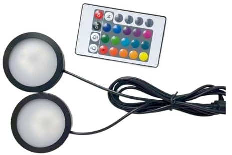 eufeifeiegds LED-USB-Strahler 3W DC 5V RGB mit Fernbedienung, Schmuckschrank-, Vitrinen-, Theken- oder Deckenleuchte, Mini-Spot, USB-Stecker, 2-in-1-Gerät(Black shell,RGB with remote)