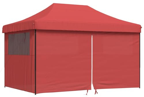 vidaXL Party-Zelt Bordeauxrot 292 x 440 x 315 cm Oxford-Stoff, Garten und Terrasse, modernes Zelt, Pop-Up Überdachung, flexibel höhenverstellbar, schnell aufzubauen, Stahlrahmen