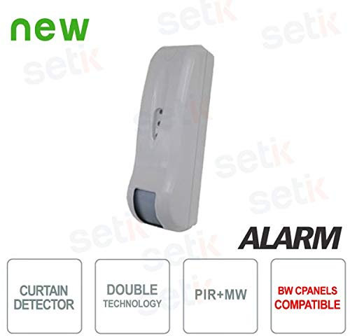 BENTEL Sensore Dual-Tech effetto tenda da esterno per centrali BW - BWALL-BW, Nero e Bianco, Rilevatore di movimento, 12 metri, 4 AA