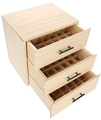 GOTOTOP Ätherische Öle Aufbewahrungsbox Holz, 90 Slots | 3 Etagen, Organizer, Aromatherapie, Container