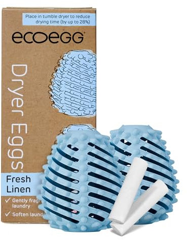 Ecoegg Dryer Balls | Fresh Linen | Reduces Drying Time | Tumble Dryer Balls Replacement | Freshens and Softens Clothes | Hypoallergenic | 2 Eggs | Scent Boosters