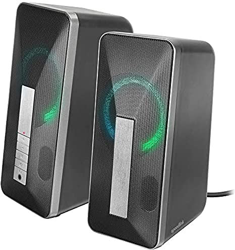 Speedlink LAVEL Stereo Speaker - Lautsprecher für PC mit Bluetooth und Klinkenanschluss, dezente LED-Beleuchtung, schwarz