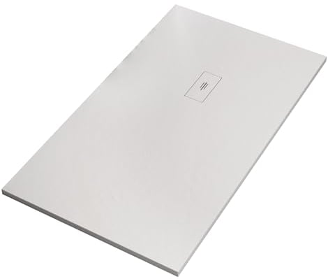 Piatto doccia in marmo resina bianco effetto cemento STAR MAKA - 80x100