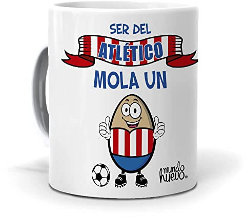 Taza Atlético | Ser del Atlético mola un Huevo | Regalos de Equipos de Futbol | Taza para los Colchoneros | Atlético Regalo Aficionados al Futbol | Frase ser del Atlético | Taza de Cerámica | 350 ML