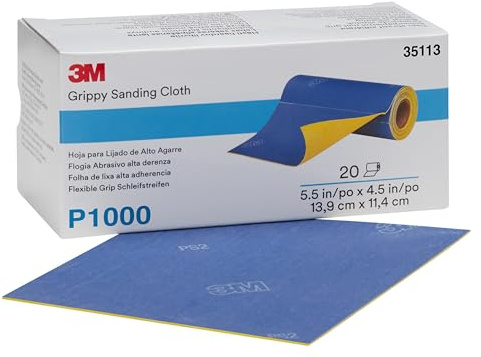 3M Grippy Sanding Cloth, 139 mm x 114 mm, P320, 35109, 20 Sheets per Roll