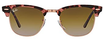 Ray-Ban Unisex RB3016 Clubmaster Square Sunglasses, Pink Havana/Clear Gradient Brown, 51 mm