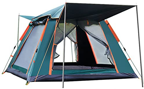 HOOJUEAN 4/6 Person Pop Up Instant Camping Tent for Family with Awning, Waterproof Easy Set Up Lightweight Dome Tent with Rainfly, 4 Season for Backpacking Hiking Mountaineering and Outdoor