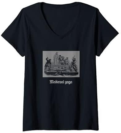 Damen Satanic Medieval Yoga Goth Black Metal Satan Grunge T-Shirt mit V-Ausschnitt