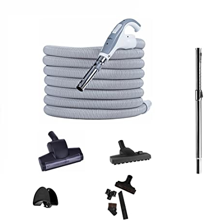 Zentralstaubsauger HouseVac Ultra Zubehör Kit 9 Teile; Saugschlauch mit Handgriff Teleskopstange Umschaltbare Bodendüse Fugendüse Set zur gründlichen Reinigung (12m)