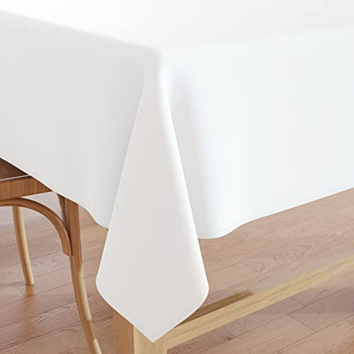 Encasa XO Baumwoll-Canvas-Tischdecke | Natürlich Einfarbig | Rechteckige Größe 140x304 cm | Esstischdecke zur Dekoration – maschinenwaschbar