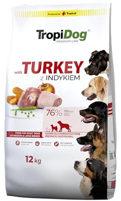 Trockenfutter für Hunde mit Truthahn und Reis, für Erwachsene mittlerer und großer Rassen, 12 kg