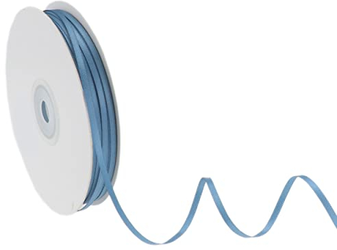 DINDOSAL Dünnes, staubblaues Band, 0,3 cm, antikes blaues Seidenband, blaues Band für Hochzeitsdekoration, dünnes Band zum Basteln, Aufhängen, Weihnachtsschmuck – 91 m