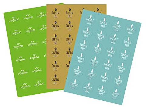 Hinweissticker vegan | 24 Stk. Aufkleber | rund 4 cm