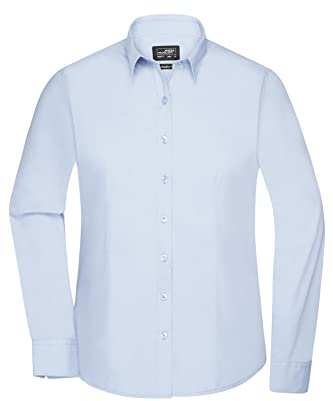 James & Nicholson Damenbluse Poplin Langarm - Taillierte Bluse in pflegeleichtem Materialmix