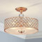 Saint Mossi Lustre en cristal, semi encastré, style moderne, idéal pour les espaces de vie, d39cm X h28cm, cadre en finition or rose