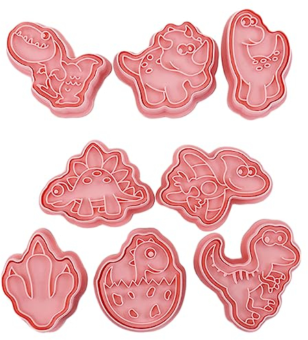 TopHomer Ausstechförmchen Dinosaurier, 8 Stück Ausstechformen Keksausstecher 3D Kunststoff Ausstecher Cookie Cutter Plätzchenformen für Kinder, für Tortendeko Kekse Backen (Dinosaurier)
