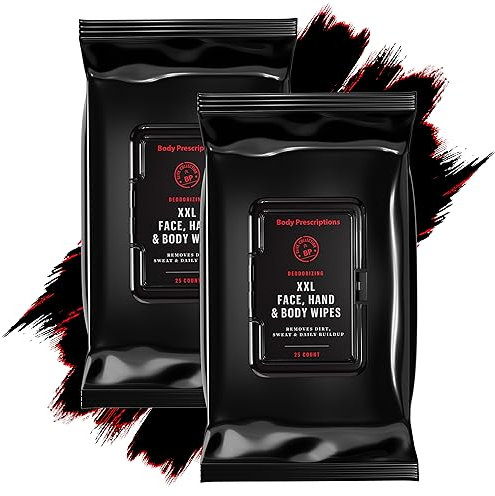 Body Prescriptions Body and Face Towels - XL Body Towels for Men, Shower Towels, Fitness Wipes, After Workout Wipes for Quick Cleaning of Dirt, Sweat and Oil -
