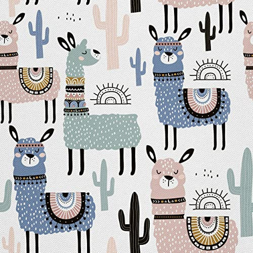 HEKO PANELS Stoff Oxford Wasserdichte Meterware Canvas-Stoff Polyester Stoff Zum Nähen Nähstoffe Dekostoffe Wasserabweisend Blickdicht Lamas 1 Meter 155 x 100 cm