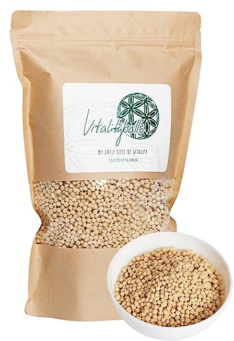 Vitalityballs - 60% Protein Soja Crispies Natur 1000 g ohne Zucker-Zusatz - Eiweiß Soya Sojacrispies ideal als Topping für Müsli, Salate und Fitness-Küche