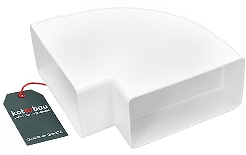 KOTARBAU® Umlenkstück 110 mm x 55 mm Horizontales 90° Kanalbogen Kanalverbinder Eckig Flachkanal Abluft Zuluft Kunststoff Winkel Luftkanal Weiß