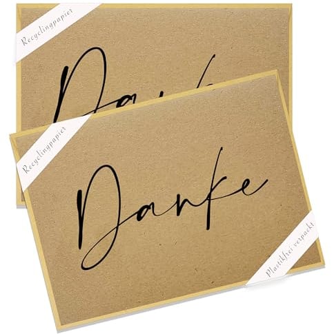 Pusteblume Grusskarten 8 x Natur Dankeskarte aus recyceltem Karton mit Umschlägen (8 Kraft)