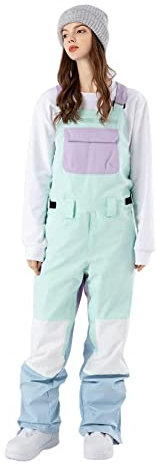 ALSOGO Damen Skihose Winter wasserdichte Winddicht Einstellbare Verschleißfeste Lätzchen Wandern Klettern Isolierte Ski Hosen Green-02 XL