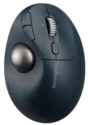 Kensington Pro Fit Ergo TB550 Rechargeable Bluetooth 2.4GHz Ergonomic 34mm Thumb Operated Trackball Mouse with Multi Directional 4D Scroll wheel, Made from 51% Recycled plastic (K72196WW)