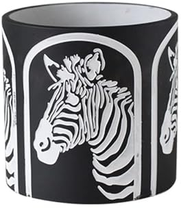 JTBDWOSK 14 Cm Cement Plant Pot with Zebra Pattern, Flower Pot, Indoor Flower Pot, Indoor Succulent Plant Pot, Garden Plant Pot, Table Flower Pot,C