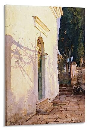 Shadows on a wall in corfu John Singer Sargent Leinwand Wandkunst Poster Dekorativ Modern Home Print Bild Kunstwerke Poster 50 x 75 cm