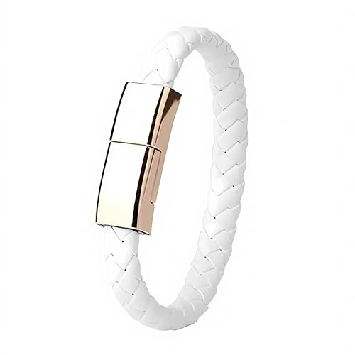 OAXYS-Armband, USB-Ladekabel, iOS-Typ, 20 cm, geflochtenes Leder, Stil Männer und Frauen (weiß, iOS 20 cm)