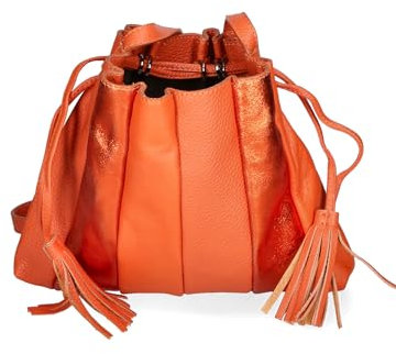 Gave Lux Umhängetasche für Damen. Handwerkliches Produkt. Außenmaterial: Echtes Leder. HERGESTELLT IN ITALIEN. GLX2255204323FBG-ORANGE_ORANGE. 21x25x4 cm