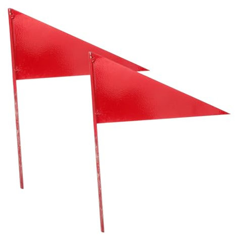 KOMBIUDA 2 Pcs Running Triangle Flag Iron Stick Flags Pennant Banner Flags Flag Triangle Stick Flag Game Marker Flag Iron Flag Pennant Safety Flag Golf Mini Red