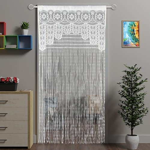 Atsweetlife 2 cortinas de encaje de macramé para puerta, cortinas bohemias para ventana, pared, armario, dormitorio, cocina, paneles colgantes hippie, divisor de habitación para niñas y niños (blanco,