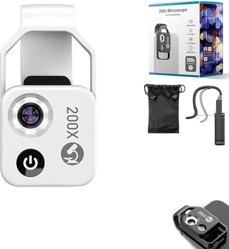Nanozoom Grossissement 200x, lentille de microscope de téléphone, lentille à clipser Nanozoom High-Tech transforme n'importe quel smartphone en un pro-microscope, lentille universelle de microscope