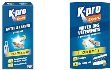 Kapo Cassettes Mites et Larves - 2x - Idéales pour Eliminer - Efficace 6 Mois & Papier Accordéon Ant-Mites - Elimine les Mites et Leurs Larves et Évite Leur Réapparition