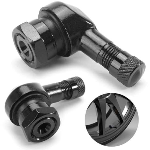 Motorrad Winkelventil, Reifen Ventil 90 Grad Metallventile, 2 Stücke Motorrad Alu Winkelventil Schwarz, Felgenventil Ventil Verlängerung Adapter, Eckventile Motorradventil, Radventil Reifenventile