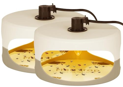 Flintronic Flohfalle Für Wohnung, 2 Stück Floh- und Bettwanzenfalle, LED Leicht Flohfallen, Flea Trap Lamp, Leichte klebrige Bettwanzenfalle, Allround-Verlockung, mit Glühbirnen und Aufkleber