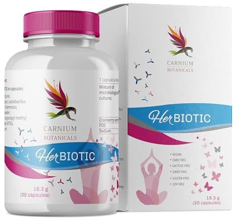 Carnium Botanicals Her Biotic - Kulturen Komplex für Frauen - Vaginal Intimflora Kapseln mit Lactobacillus, Bifidobacterium, Preiselbeere-Extrakt, D-Mannose - 6 Bakterienstämme - 30 vegane Kapseln