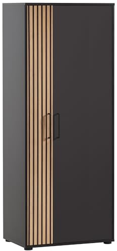 Lomadox Büroschrank Aktenschrank Schrank Büroschrank Hochschrank Büroausstattung modern in schwarz, Akustikpaneel-Optik