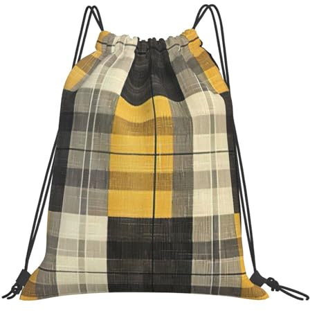 YHBLYKXP Rucksack mit Kordelzug, Rucksack, Kordelzug, Sportrucksäcke, Gelb, Grau, Schwarz, Karomuster, Weiss/opulenter Garten, Einheitsgröße, Rucksack, Rucksäcke