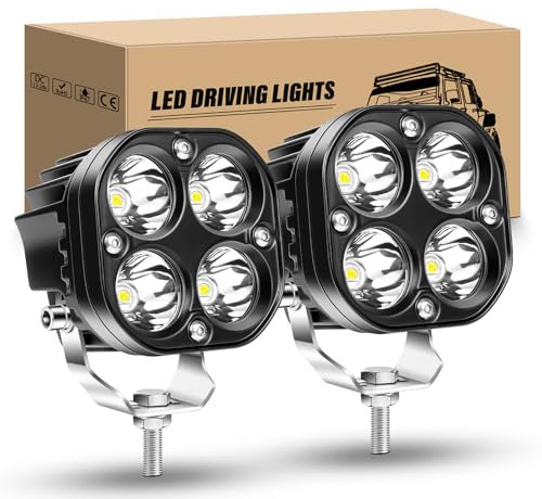 RIGIDON 2 Pcs Carré Phare de Travail LED 3 Pouces 40W 12V/24V, Projecteur Longue Portée 6000K Blanc pour 4x4 Offroad Camion SUV ATV Tracteur Bateau