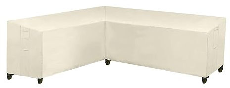 Schutzhülle für Gartenmöbel, wasserdicht, 420D-Oxford-Gewebe, L-förmiger Sofabezug für Eck-Rattansofa (Weiß, 320 x 320 x 70 cm)