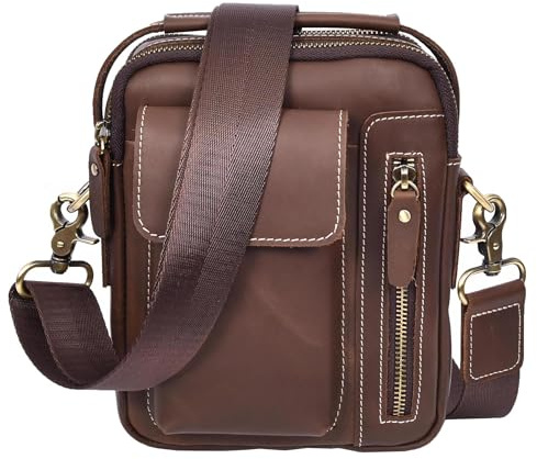 Mens Real Leather Cross Body Bag Small Organiser Utility Pouch Hudson