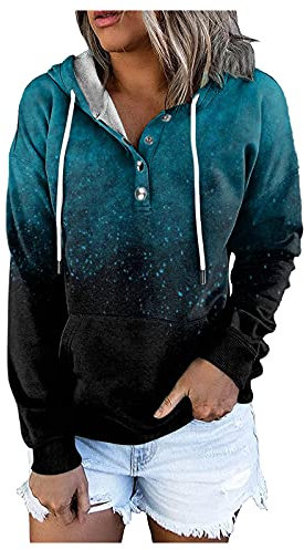 Generisch Kapuzenpullover Damen Langarm Winterpullover Einfarbig Damenpullover Lässig Kordelzug Sweatshirt mit Kapuze Vintage Hoodie Basics Pullover Sport Kapuzenpulli Langarmshirt mit Taschen